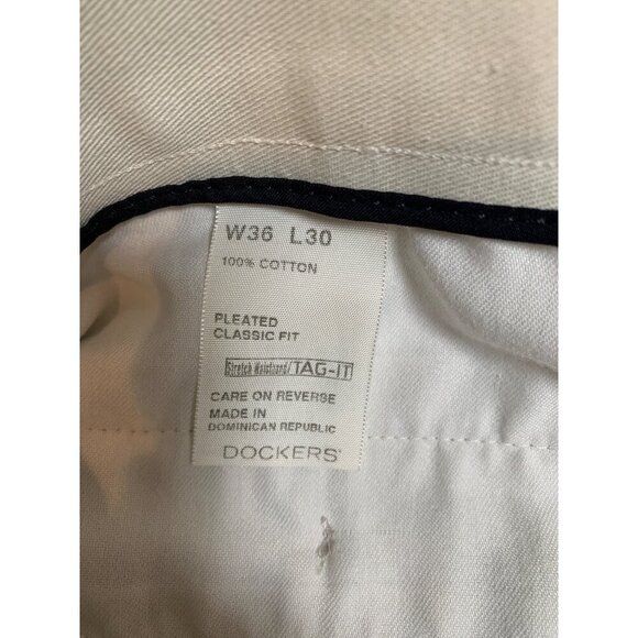 Dockers Mens Pleated Classic Fit Pants W36 L30 100% Cotton Beige - Picture 4 of 6